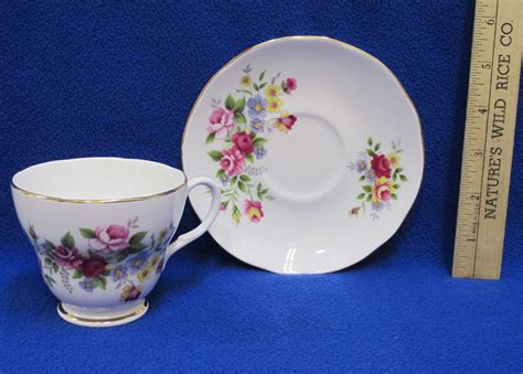 Tea Cup Saucer Duchess Bone China England Pink Rose Colorful Flower