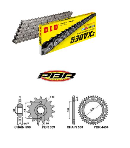 KIT TRASMISSIONE HONDA 800 VFR CROSSRUNNER DID VX3 CATENA CORONA