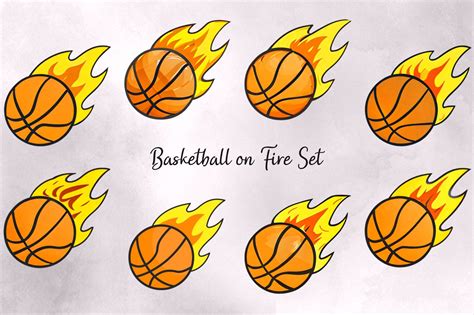 Basketball on Fire Set Graphic by Digitally Inspired · Creative Fabrica