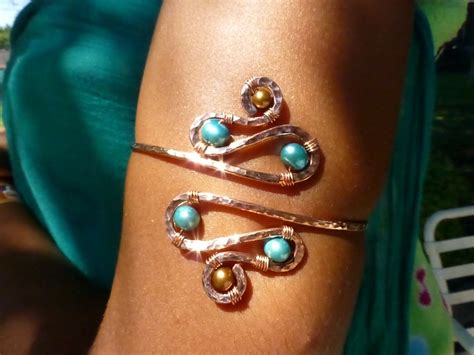 Armband Upper Arm Cuff Armlet Copper And Teal Or Custom Etsy Upper Arm Cuffs Upper Arm Cuff