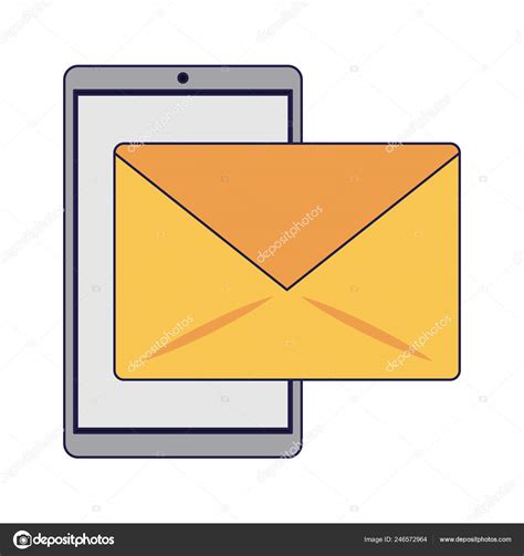 Smartphone Sending Email Symbol Blue Lines Stock Vector By Jemastock