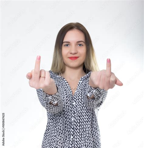 Sporty Girl In Jeans Shorts With Fit Ass Show Middle Finger Fuck You