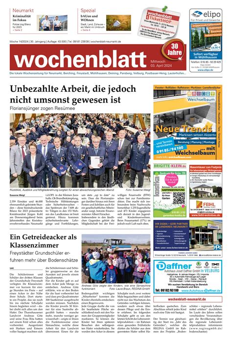 Das Wochenblatt Neumarkt Vom 03 April 2024 Als E Paper Wochenblatt