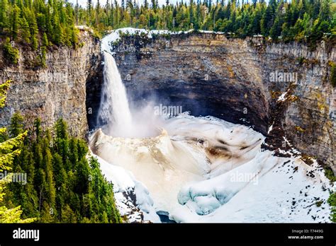 The Spectacular Ice And Snow Cone In Winter At The Bottom Of Helmcken