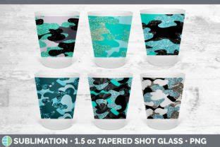 Glitter Teal Camo Shot Glass Sublimation Graphic By Enliven Designs