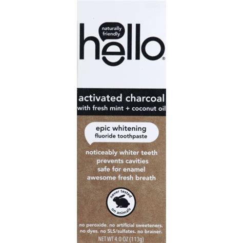 Hello Toothpaste Fluoride Epic Whitening Activated Charcoal With Fresh Mint Coconut Oil