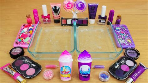 Pink Vs Purple Mixing Makeup Eyeshadow Into Slime Special Series 83 Satisfying Slime Video