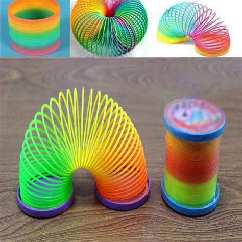 Colorful Rainbow Plastic Spring Toy Walking Slinky Magic Circle