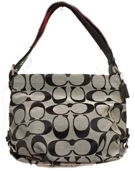 Coach Signature Duffle Shoulder Bag In Black And White Shoulder Bag