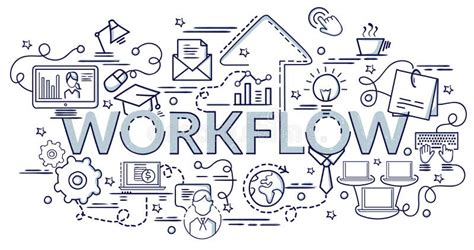 Flat Colorful Design Concept For Workflow Stock Vector Illustration