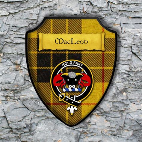 Macleod Bull Badge Shield Plaque With Scottish Clan Coat Of Etsy