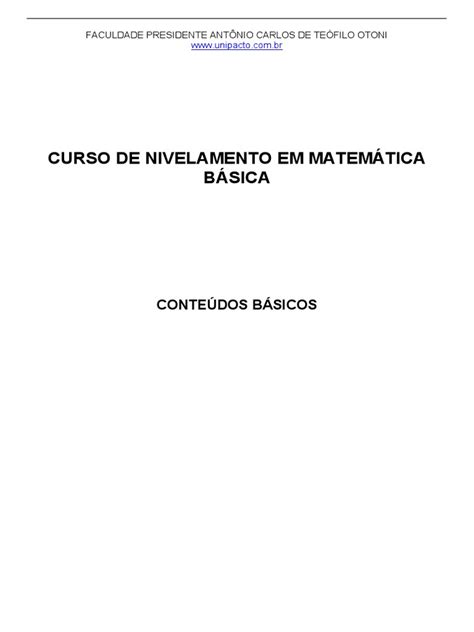 Curso De Matemática Básica Pdf Exponenciação Equações