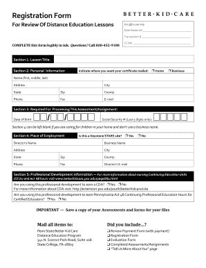 Fillable Online Bkc Psu Registration Form Penn State University Bkc