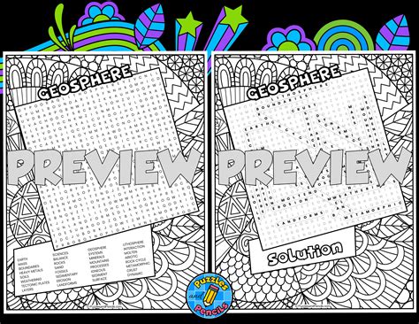 Geosphere Word Search Puzzle With Colouring Earth Sciences Wordsearch