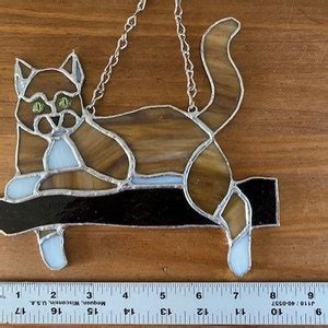 Stained Glass Orange And White Tabby Cat Suncatcher With Glass Eyes Cat