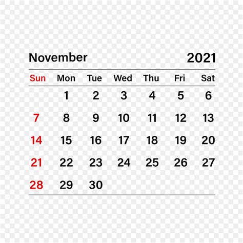 Calendar November Vector Hd Png Images November 2021 Calendar 2021