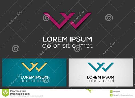 Projeto Abstrato Simples Do Logotipo De W Da Letra Ilustra O Stock