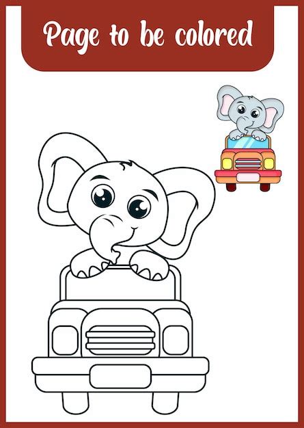 Livre de coloriage pour enfant éléphant mignon Vecteur Premium