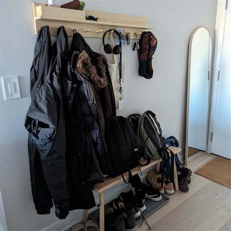 Wooden Peg Coat Rack Entryway Organization Etsy