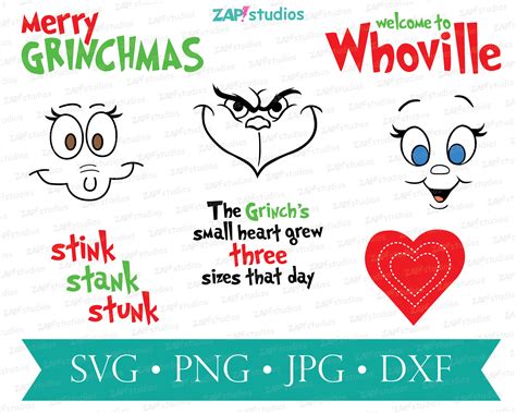 Grinch Svg Bundle Grinch Face Svg Cindy Lou Who Png Grinch Etsy Canada