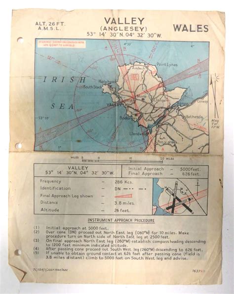 1944 Dated R.A.F Issue Map of Valley Airbase