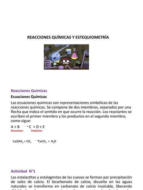 Reacciones Quimicas Y Estequiometria 1 Pdf Redox Estequiometría