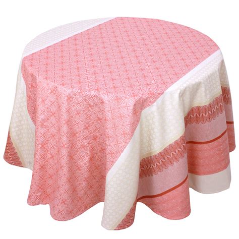 Nappe Ronde 170 Jacquard Coton Enduction Acrylique CHARLESTON Rouge