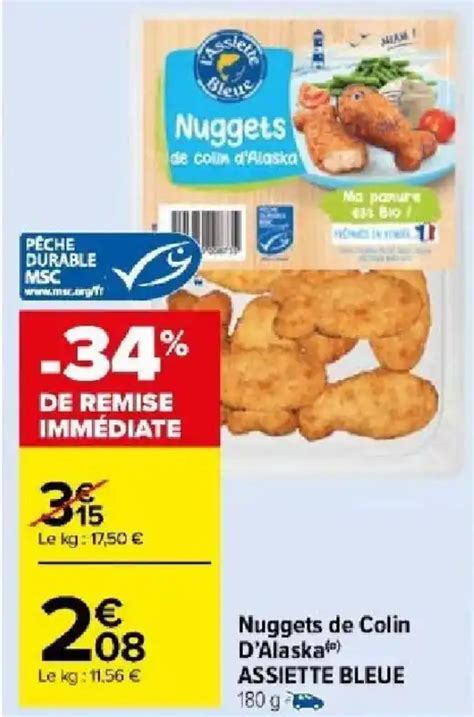 Promo Nuggets De Colin D Alaska ASSIETTE BLEUE 180 G Chez Carrefour Market