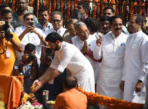 In Photos Uddhav Other Shiv Sena Leaders Pay Tributes To Bal