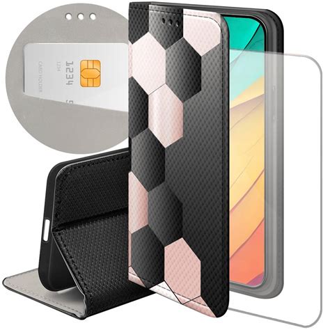 ETUI Z KLAPKĄ DO IPHONE 15 PLUS WZORY GEOMETRYCZNE SYMETRIA FUTERAŁ