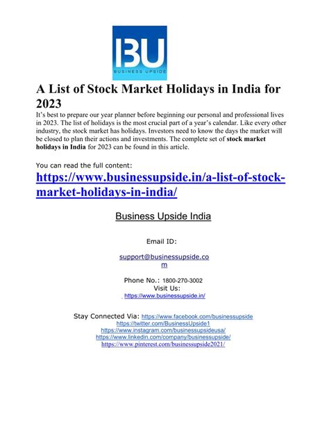 PPT A List Of Stock Market Holidays In India For 2023 PowerPoint