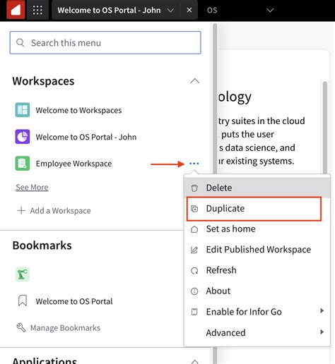 Duplicating A Workspace In Portal Infor Developer Portal