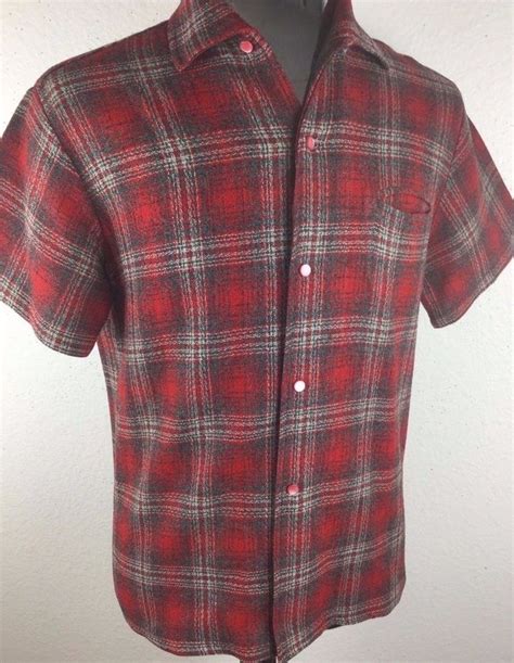 Vintage 1950s 60s Rockabilly Shadow Plaid Sir Guy Shirt Medium