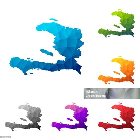 Haiti Map In Low Poly Style Colorful Polygonal Geometric Design Stock