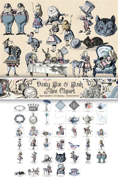 Blue And Blush Wonderland Alice In Wonderland Clipart In Alice