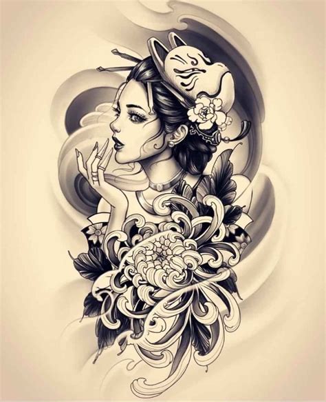 Pin By ZAODI On STENCIL DIRECT Asia Style Geisha Tattoo Design