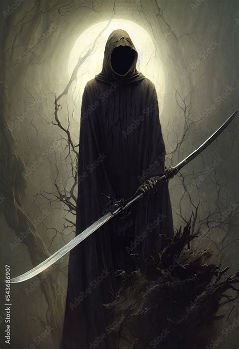 Concept art illustration of grim reaper death Stock Illustration ...