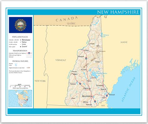 New Hampshire State Map Atlas Map Of United States Easy Finder Maps For