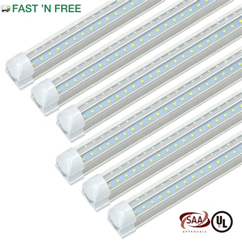 8 Pack T8 8FT LED Shop Light Fixture 72W 9000LM 6500K 8 Foot LED Tube