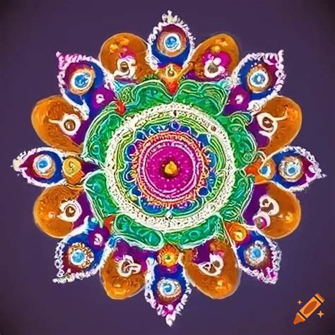 Vibrant And Intricate Diwali Rangoli Design On Craiyon