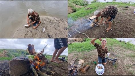 PESCANDO ASSANDO E COMENDO PEIXE NA BEIRA DO RIO DAS PIRANHAS YouTube