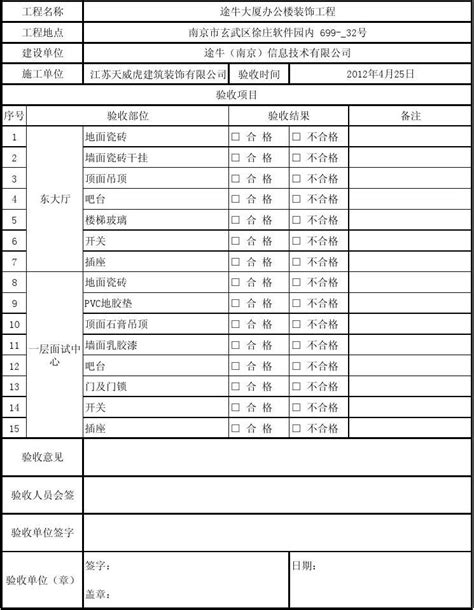 装饰工程竣工验收单word文档在线阅读与下载无忧文档