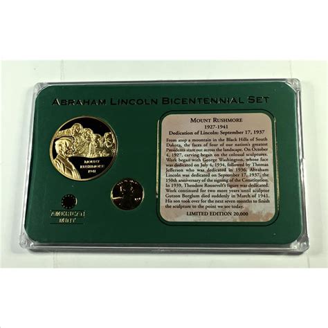 Abraham Lincoln Presidential Proof Set 1 5 24K Gold Layered Proof