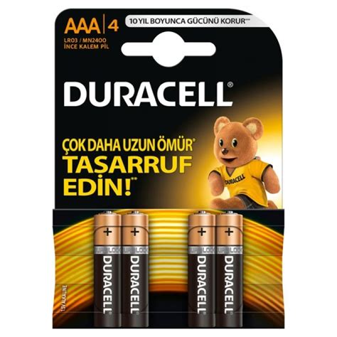 Duracell Alkalin AAA İnce Kalem Pil 4 lü Paket 5000394148802