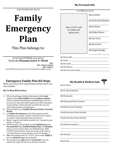 Printable Emergency Plan Template