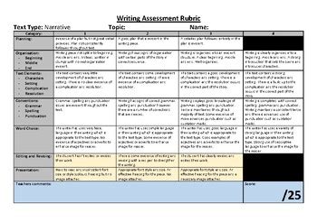 Narrative Writing Assessment Rubric By Brody Ricardi Tpt