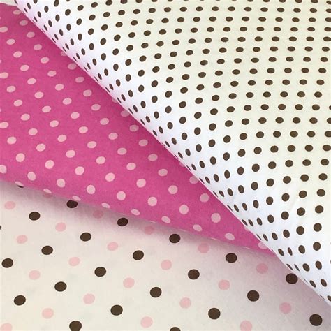 Pink Brown Polka Dot Flannel Fabric Cotton By The Yard Etsy