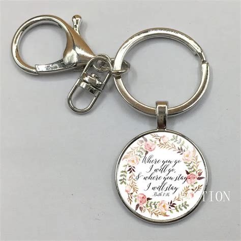 NEW Where You Go I Will Go Ruth 1 16 Bible Verse Charm Pendant Keychain