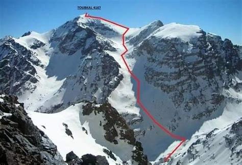 Normal Ascent Route South Cirque Cwym And Map For Djebel Toubkal