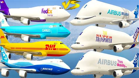 GTA V Every Boeing 747 Cargo Airplanes VS Every Airbus Beluga